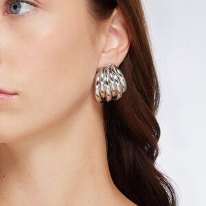 Open Edit Silver Hoop Earrings